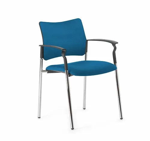 ПИНКО/PINKO Кресло обитое, на опорах ЧЕРН/ГОЛУБОЙ/ХРОМ