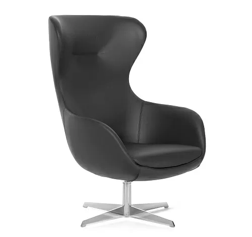 ЭЛЕГАНС/ELEGANCE Кресло кожа, база мет ЧЕРНЫЙ/КОЖА