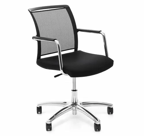 МАГНА/MAGNA Кресло,5-луч, колеса ЧЕРНЫЙ Т/ХРОМ