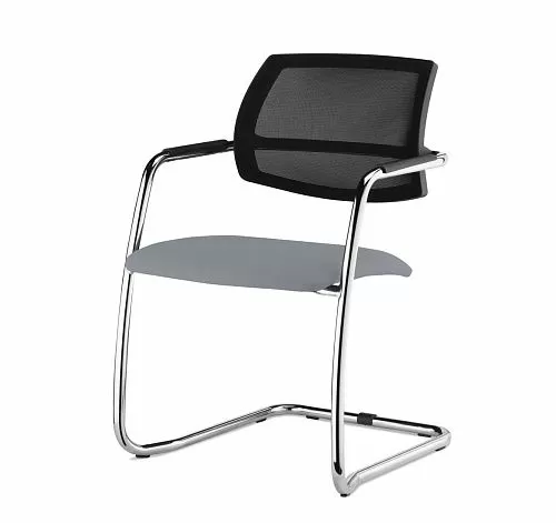 УРБАН-СЕТКА/URBAN-MESH Кресло полозья ткан СЕРЫЙ/ХРОМ