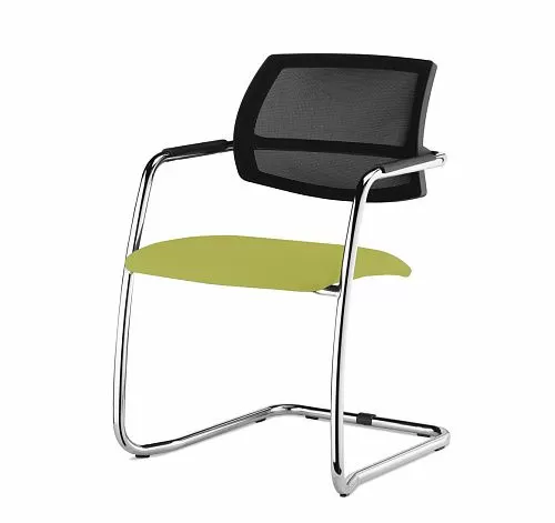 УРБАН-СЕТКА/URBAN-MESH Кресло полозья ткан ЗЕЛЕНЫЙ/ХРОМ