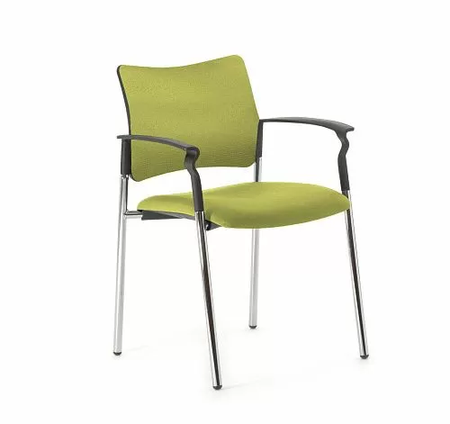 ПИНКО/PINKO Кресло обитое, на опорах ЧЕРНЫЙ/ЗЕЛЕНЫЙ/ХРОМ