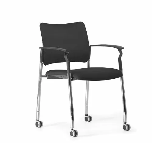 ПИНКО/PINKO Кресло обитое,на колесах ЧЕРН/ЧЕРНЫЙ/ХРОМ