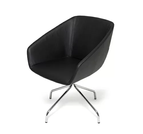 АЛМА/ALMA Кресло посет., металл ЧЕРНЫЙ/КОЖА