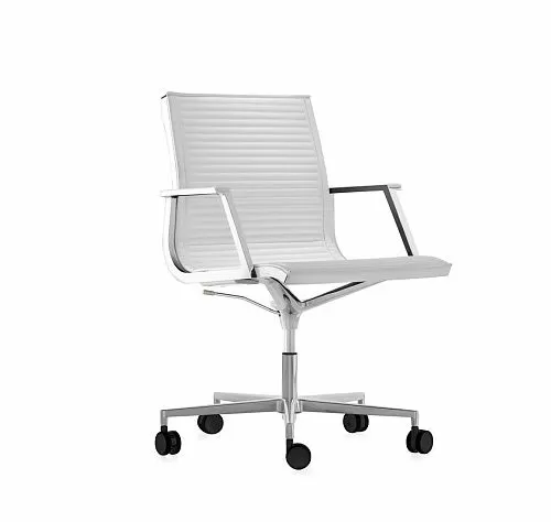 НУЛИТ/Б/NULITE/B Кресло кожа хром БЕЛОСНЕЖНЫЙ