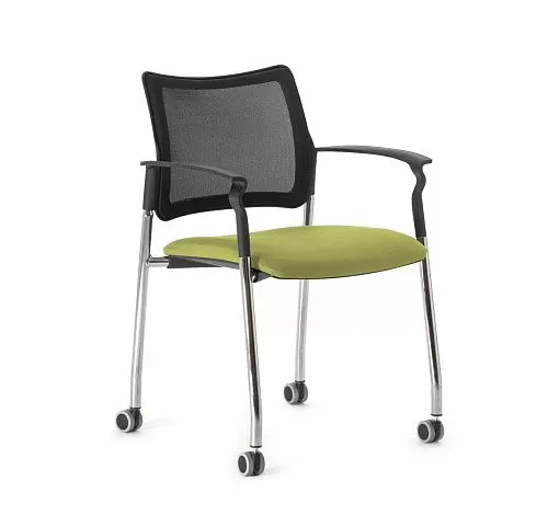 ПИНКО-СЕТКА/PINKO-MESH Кресло на кол, подл ЧЕРНЫЙ/ЗЕЛЕНЫЙ/ХРОМ