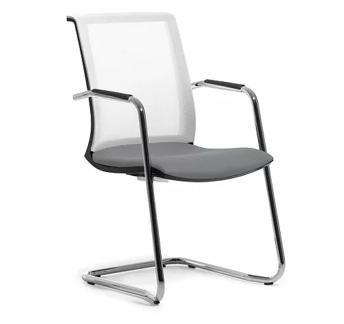 СКИН Б/SKIN W Кресло на полозьях,ткан БЕЛЫЙ/СЕРЫЙ/ЧЕРНЫЙ