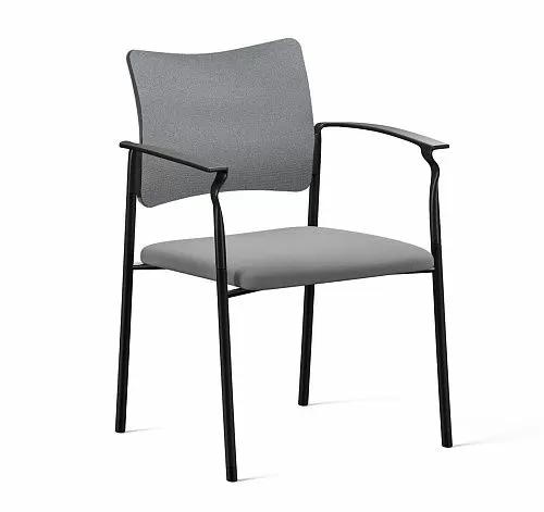 ПИНКО/PINKO Кресло обитое, чер.опоры ЧЕРНЫЙ/СЕРЫЙ/ЧЕРНЫЙ