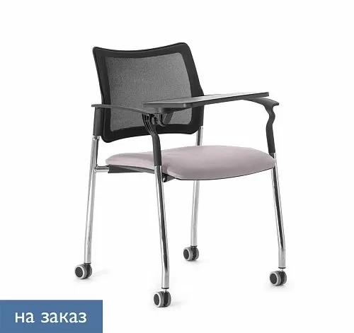 ПИНКО-СЕТКА/PINKO-MESH Кресло стол, колеса ЧЕРН/СЕРЫЙ/ХРОМ