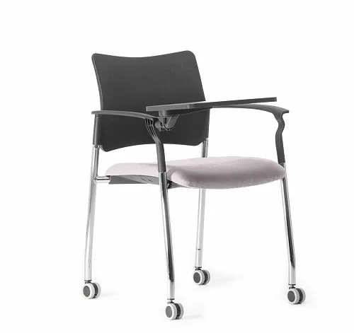 ПИНКО/PINKO Кресло со столик, колеса ЧЕРН/СЕРЫЙ/ХРОМ