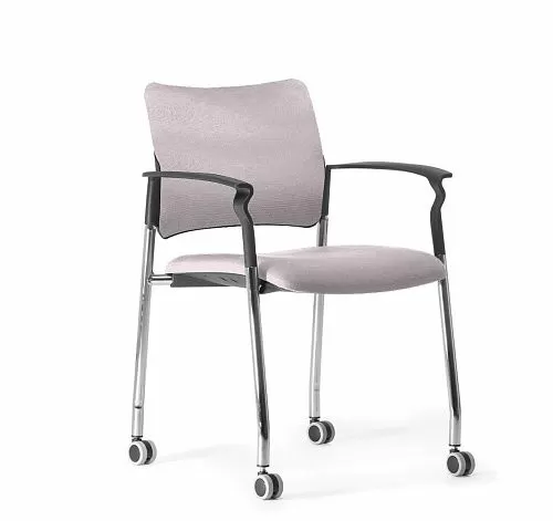 ПИНКО/PINKO Кресло обитое,на колесах ЧЕРН/СЕРЫЙ/ХРОМ