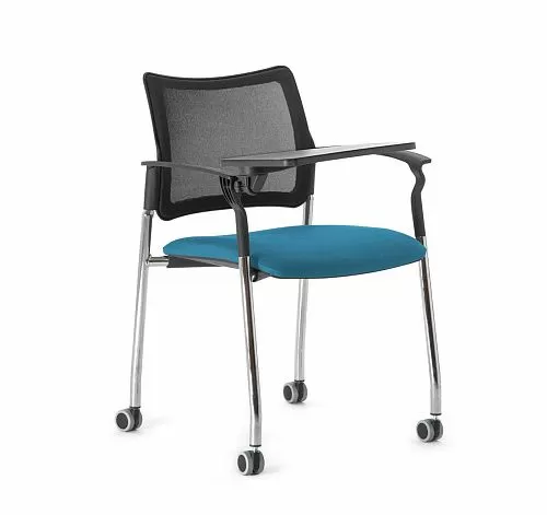 ПИНКО-СЕТКА/PINKO-MESH Кресло стол, колеса ЧЕРН/ГОЛУБОЙ/ХРОМ