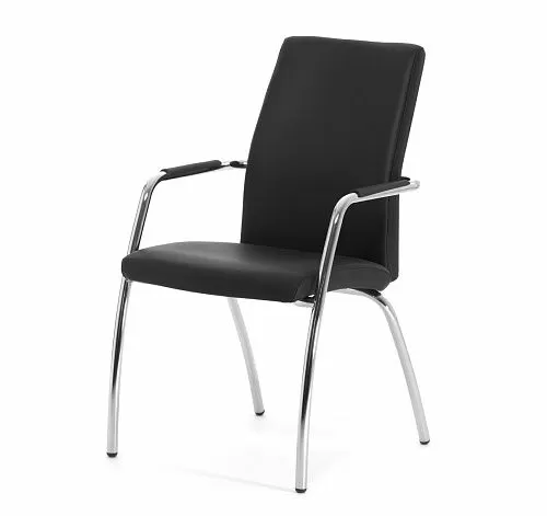 ВЕЛ_СИТ/WELL_SEAT Кресло, 4 опоры,кожа ЧЕРНЫЙ/ХРОМ