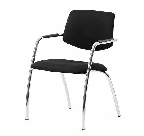 УРБАН/URBAN Кресло 4 опоры, кожа ЧЕРНЫЙ/ХРОМ