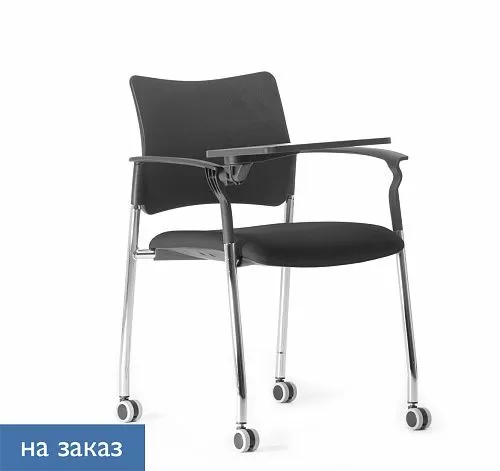 ПИНКО/PINKO Кресло со столик, колеса ЧЕРН/ЧЕРНЫЙ/ХРОМ