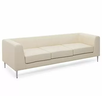 ЕВА АП/EVA UP Диван 3мест, кожа БЕЖЕВЫЙ/ХРОМ